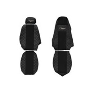 F-CORE FX03 BLACK - Seat covers ELEGANCE Q (black, material eco-leather quilted / velours, adjustable passenger's headrest; inte