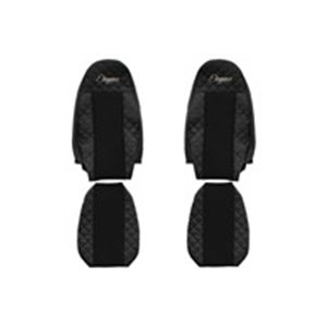 F-CORE FX01 BLACK - Seat covers ELEGANCE Q (black, material eco-leather quilted / velours, seats with integrated headrests) fits