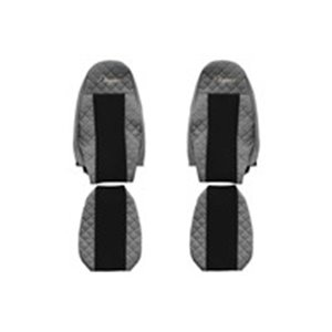 F-CORE FX01 GRAY - Seat covers ELEGANCE Q (grey, material eco-leather quilted / velours, seats with integrated headrests) fits: 