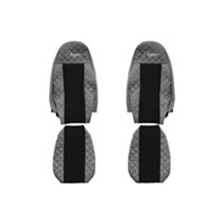 F-CORE FX01 GRAY - Seat covers ELEGANCE Q (grey, material eco-leather quilted / velours, seats with integrated headrests) fits: 