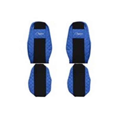 F-CORE FX14 BLUE - Seat covers ELEGANCE Q (blue, material eco-leather quilted / velours) fits: VOLVO FH II, FH16 II 03.14-
