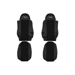 F-CORE FX04 BLACK - Seat covers ELEGANCE Q (black, material eco-leather quilted / velours) fits: DAF 95 XF, CF 65, CF 75, CF 85,