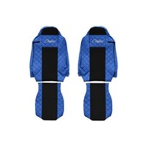 F-CORE FX17 BLUE - Seat covers ELEGANCE Q (blue, material eco-leather quilted / velours) fits: IVECO STRALIS I, STRALIS II 01.13