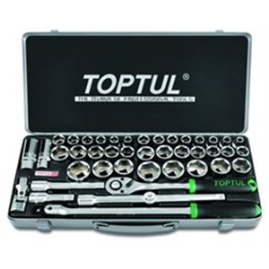 TOPTUL GCAD4303 - Set of tools, 6PT socket(s) / extension bar(s) / handle(s) / ratchet(s) / universal joint(s) 1/2\\\