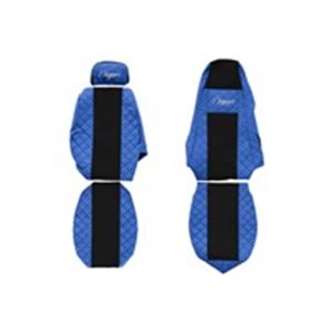 F-CORE FX03 BLUE - Seat covers ELEGANCE Q (blue, material eco-leather quilted / velours, adjustable passenger's headrest; integr