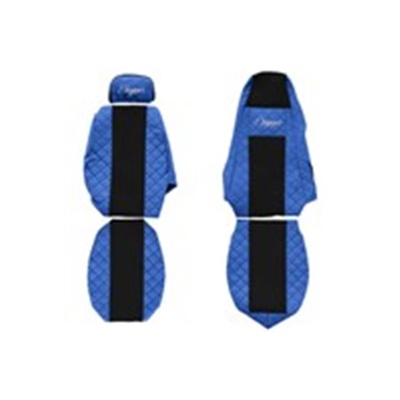 F-CORE FX03 BLÅ - Sätesöverdrag ELEGANCE Q (blått, material eko-läder quiltat / velour, justerbart passagerarnackstöd integrera