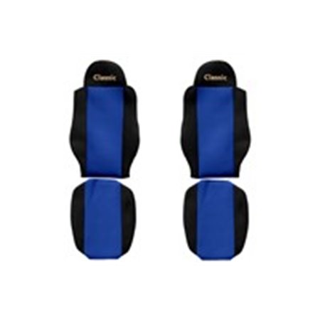 F-CORE PS04 BLUE - Seat covers Classic (blue, material velours, driver’s seat belt assembled in the seat passenger’s seat belt 