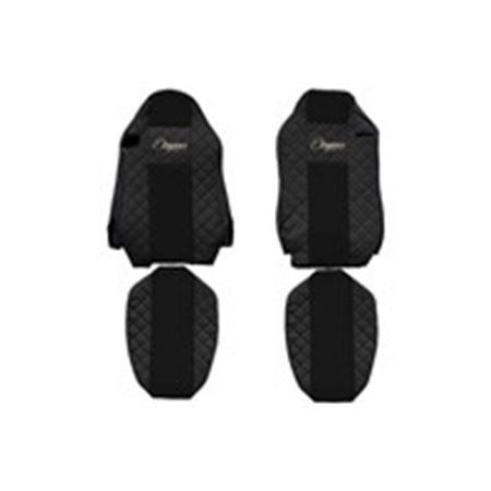 F-CORE FX18 SVART - Sätesöverdrag ELEGANCE Q (svart, material eko-läder quiltat / velour, olika säten förarstol - ISRI