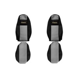 F-CORE PS32 GRAY - Seat covers Classic (grey, material velours, seats with integrated headrests) fits: VOLVO FH II, FH16 II 03.1
