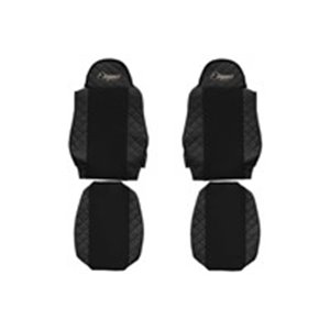 F-CORE FX05 BLACK - Seat covers ELEGANCE Q (black, material eco-leather quilted / velours) fits: MAN TGA, TGL I, TGM I, TGS I 06
