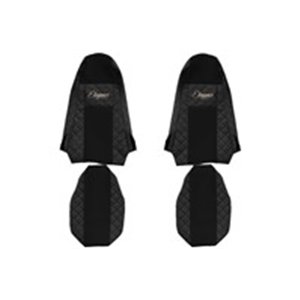 F-CORE FX15 BLACK - Seat covers ELEGANCE Q (black, material eco-leather quilted / velours, integrated driver's headrest; integra