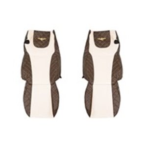 F-CORE FX07 BROWN/CHAMP - Seat covers ELEGANCE Q (brown/champagne, material eco-leather quilted / velours, EURO 6) fits: DAF XF 