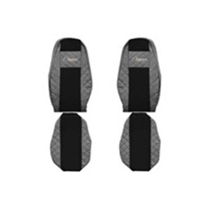 F-CORE FX14 GRAY - Seat covers ELEGANCE Q (grey, material eco-leather quilted / velours) fits: VOLVO FH II, FH16 II 03.14-