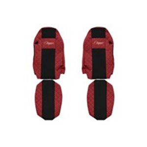 F-CORE FX06 RED - Seat covers ELEGANCE Q (red, material eco-leather quilted / velours, standard driver’s seat - not ISRI; standa