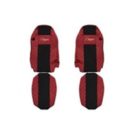 F-CORE FX06 RED - Sätesöverdrag ELEGANCE Q (röd, material eko-läder quiltat / velour, standard förarsäte - inte ISRI fristående