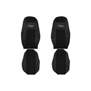 F-CORE FX14 BLACK - Seat covers ELEGANCE Q (black, material eco-leather quilted / velours) fits: VOLVO FH II, FH16 II 03.14-