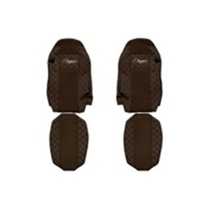 F-CORE FX06 BROWN - Seat covers ELEGANCE Q (brown, material eco-leather quilted / velours, standard driver’s seat - not ISRI; st