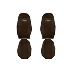 F-CORE FX14 BROWN - Seat covers ELEGANCE Q (brown, material eco-leather quilted / velours) fits: VOLVO FH II, FH16 II 03.14-