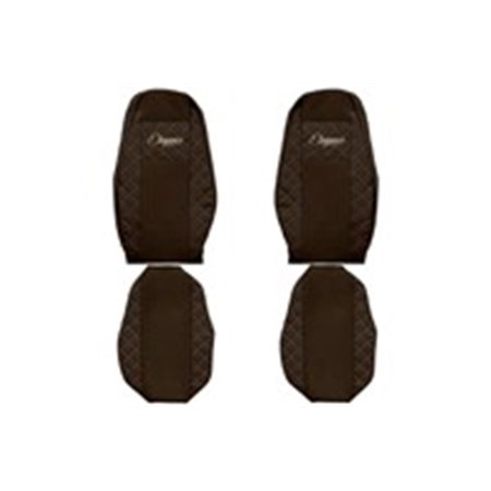 F-CORE FX14 BROWN - Seat covers ELEGANCE Q (brown, material eco-leather quilted / velours) fits: VOLVO FH II, FH16 II 03.14-