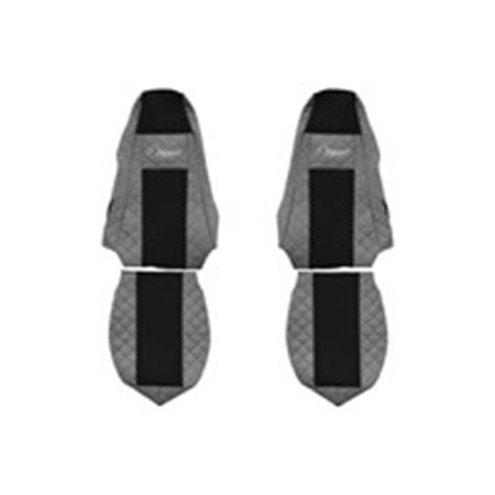 F-CORE FX02 GRAY - Seat covers ELEGANCE Q (grey, material eco-leather quilted / velours, integrated driver's headrest integrate
