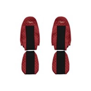 F-CORE FX01 RED - Seat covers ELEGANCE Q (red, material eco-leather quilted / velours, seats with integrated headrests) fits: VO