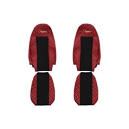 F-CORE FX01 RED - Seat covers ELEGANCE Q (red, material eco-leather quilted / velours, seats with integrated headrests) fits: VO
