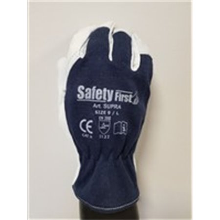 PROFITOOL 0XREK089/L - 12 pairs, Protective gloves, SUPER GOAT, cotton / leather, colour: grey/navy blue, size: 9/L, 2121 EN 38