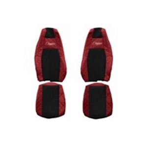 F-CORE FX23 RED - Seat covers ELEGANCE Q (red, material eco-leather quilted / velours, integrated driver's headrest; integrated 