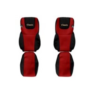 F-CORE PS29 RED - Seat covers Classic (red, material velours, driver’s seat belt assembled in the seat; EURO 6; passenger’s seat