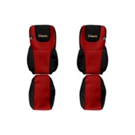 F-CORE PS29 RED - Seat covers Classic (red, material velours, driver’s seat belt assembled in the seat EURO 6 passenger’s seat