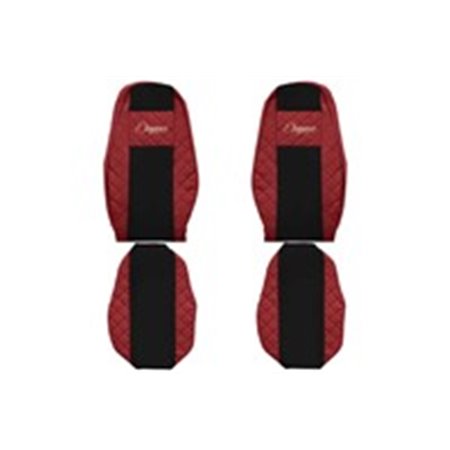 F-CORE FX14 RED - Seat covers ELEGANCE Q (red, material eco-leather quilted / velours) fits: VOLVO FH II, FH16 II 03.14-