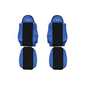 F-CORE FX05 BLUE - Seat covers ELEGANCE Q (blue, material eco-leather quilted / velours) fits: MAN TGA, TGL I, TGM I, TGS I 06.9