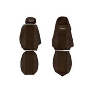 F-CORE FX03 BROWN - Seat covers ELEGANCE Q (brown, material eco-leather quilted / velours, adjustable passenger's headrest; inte