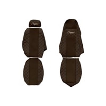 F-CORE FX03 BROWN - Seat covers ELEGANCE Q (brown, material eco-leather quilted / velours, adjustable passenger's headrest inte