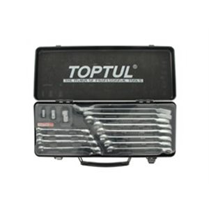 TOPTUL GBA15410 - Set of combination wrenches 15 pcs, 8; 9; 10; 11; 12; 13; 14; 15; 16; 17; 18; 19, packaging: plastic suitcase