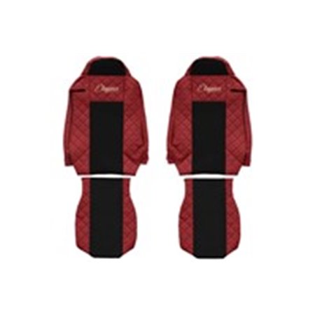 F-CORE FX17 RED - Seat covers ELEGANCE Q (red, material eco-leather quilted / velours) fits: IVECO STRALIS I, STRALIS II 01.13-