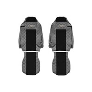 F-CORE FX17 GRAY - Seat covers ELEGANCE Q (grey, material eco-leather quilted / velours) fits: IVECO STRALIS I, STRALIS II 01.13