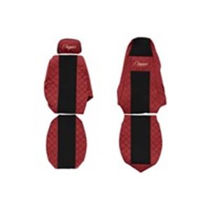 F-CORE FX03 RED - Seat covers ELEGANCE Q (red, material eco-leather quilted / velours, adjustable passenger's headrest; integrat