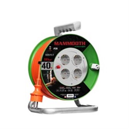 MAMMOOTH EXT/DG/5VV-F3X1.5/40M4F - Extension cord on drum garden 40m, 230V, 3x1,5mm², number of 230 V sockets x 4pcs F (schuko),