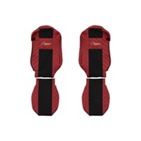 F-CORE FX13 RÖD - Sätesöverdrag ELEGANCE Q (röd, material eko-läder quiltat / velour, standard säten) passar: MERCEDES ACTROS MP