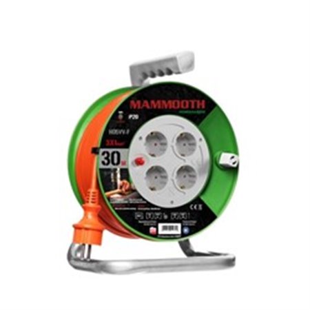MAMMOOTH EXT/DG/5VV-F3X1.5/30M4F - Extension cord on drum garden 30m, 230V, 3x1,5mm², number of 230 V sockets x 4pcs F (schuko),