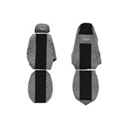 F-CORE FX03 GRAY - Seat covers ELEGANCE Q (grey, material eco-leather quilted / velours, adjustable passenger's headrest integr