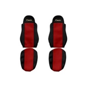 F-CORE PS01 RED - Seat covers Classic (red, material velours) fits: DAF 95 XF, CF 65, CF 75, CF 85, LF 45, LF 55, XF 105, XF 95 