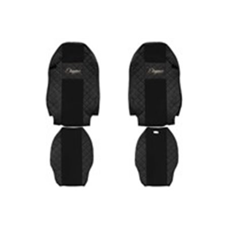 F-CORE FX10 SVART - Sätesöverdrag ELEGANCE Q (svart, material eko-läder quiltat / velour) passar: MERCEDES ACTROS MP2 / MP3 10.0