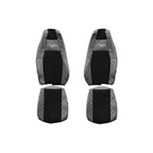 F-CORE FX23 GRAY - Seat covers ELEGANCE Q (grey, material eco-leather quilted / velours, integrated driver's headrest; integrate