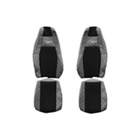 F-CORE FX23 GRAY - Seat covers ELEGANCE Q (grey, material eco-leather quilted / velours, integrated driver's headrest integrate