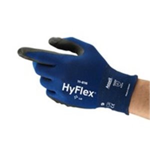 ANSELL 11-816-XL - Protective gloves, 12 pairs, HYFLEX, nitrile / nylon / spandex, colour: black/blue, size: 10/XL, anti-slip; a