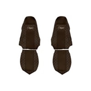 F-CORE FX02 BROWN - Seat covers ELEGANCE Q (brown, material eco-leather quilted / velours, integrated driver's headrest; integra
