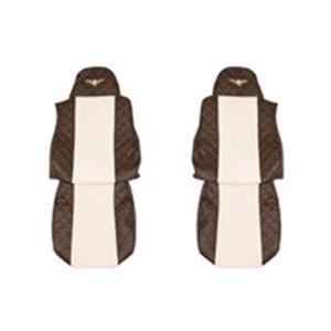 F-CORE FX04 BROWN/CHAMP - Seat covers ELEGANCE Q (brown/champagne, material eco-leather quilted / velours) fits: DAF 95 XF, CF 6