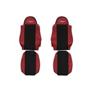 F-CORE FX05 RED - Seat covers ELEGANCE Q (red, material eco-leather quilted / velours) fits: MAN TGA, TGL I, TGM I, TGS I 06.99-